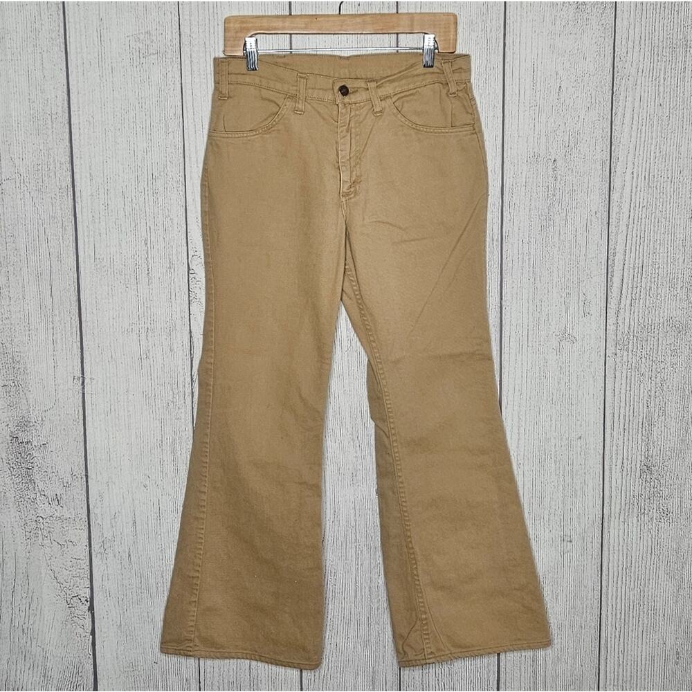 VTG 70s Levi's 693 Cut, Tan Bell Bottoms with White Tab, 30x28.5